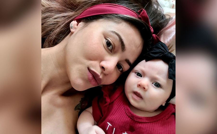 Dani takes a selfie with her daughter.